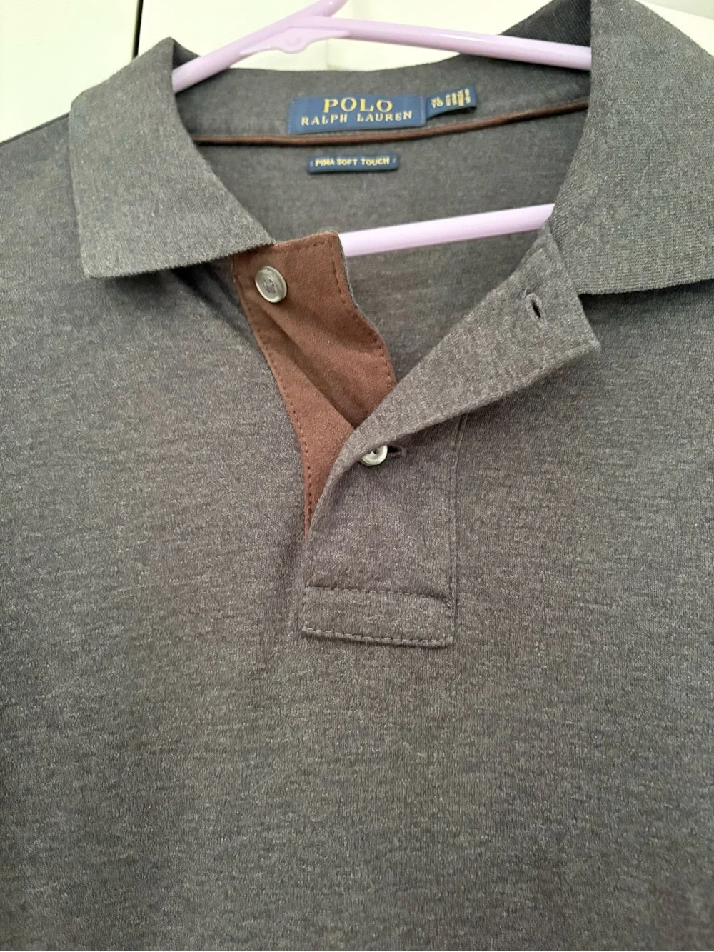 Polo by Ralph Lauren Long-Sleeve Polo - Charcoal with Gold Logo